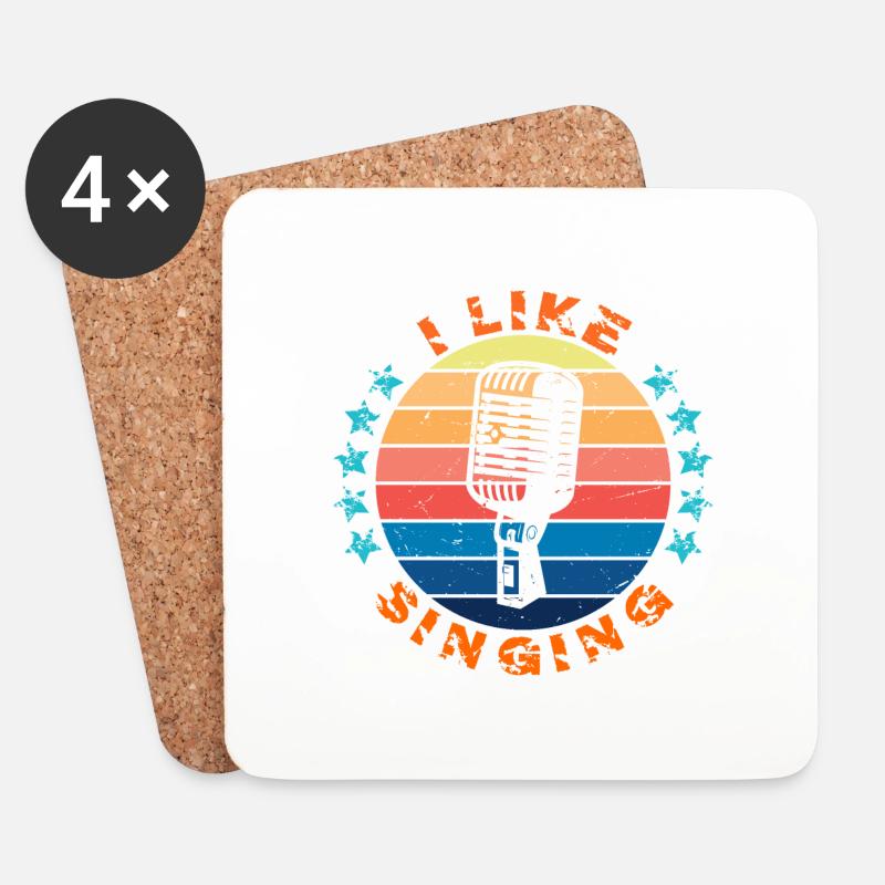 I like singing, Ich singe gerne! - Untersetzer (4er-Set) - Weiß