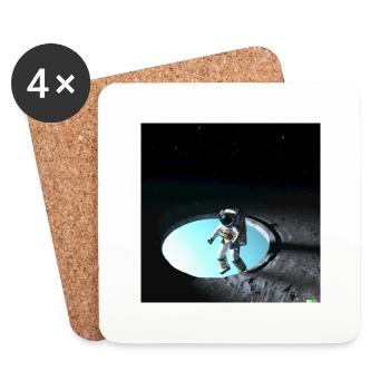 Astronaut in both spheres - Coasters (set of 4) - white - Front