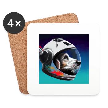 Astronaut Dog - Coasters (set of 4) - white - Front