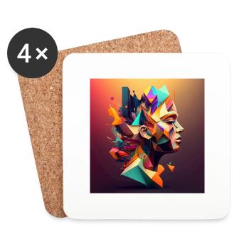 Colorful face - Coasters (set of 4) - white - Front