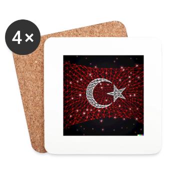 Turkish flag - Coasters (set of 4) - white - Front