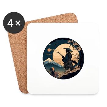 No 1 : Japanese Art Samurai Fighter Ukiyo_e Style - Coasters (set of 4) - white - Front