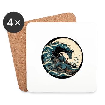 No 6 : Japanese Art Samurai Fighter Ukiyo_e Style - Coasters (set of 4) - white - Front