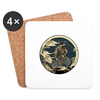 No 11 : Japanese Art Samurai Fighter Ukiyo_e Style - Coasters (set of 4) - white - Front