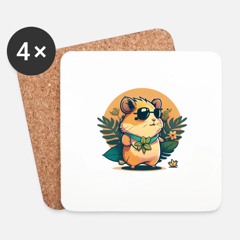 Cool Hamster 1 - Untersetzer (4er-Set) - Weiß