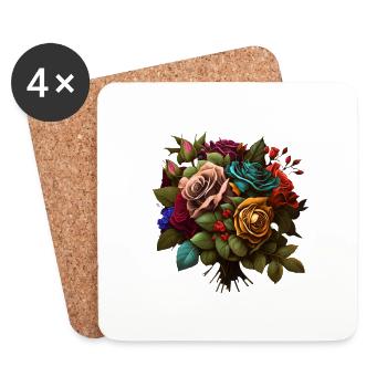 BOUQUET OF SPRING ROSES - BEAUTIFUL - Coasters (set of 4) - white - Front