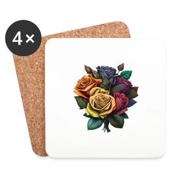 MAGNIFIQUE BOUQUET DE ROSES - Dessous de verre (lot de 4) - blanc - Devant
