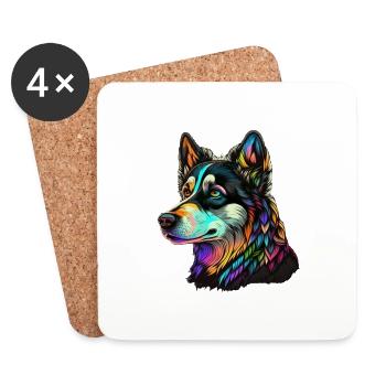 TÊTE DE HUSKY - Dessous de verre (lot de 4) - blanc - Devant