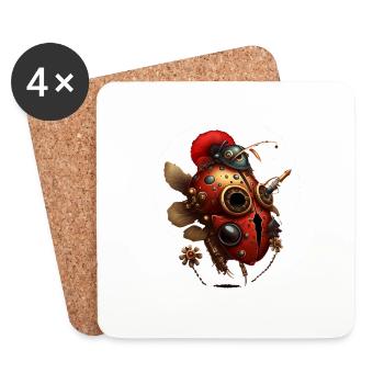 Une coccinelle cool - Dessous de verre (lot de 4) - blanc - Devant