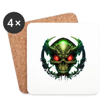 skull alien - Coasters (set of 4) - white - Front