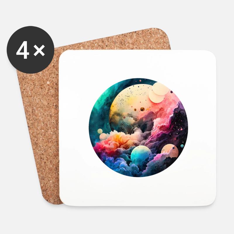 Wasserfarben Universum - Untersetzer (4er-Set) - Weiß