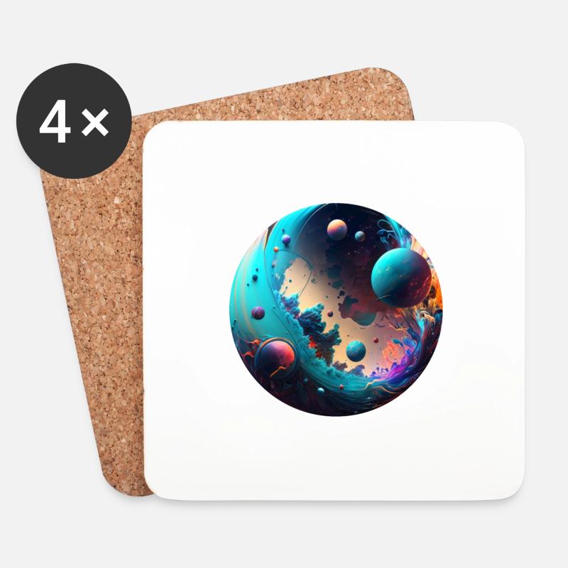 3D Blue Universe - Coasters (set of 4) - white
