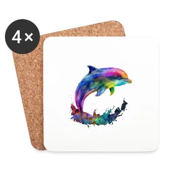 ORIGINAL DOLPHIN - IN COLOR - Coasters (set of 4) - white - Front
