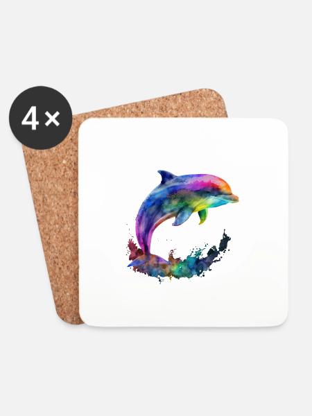 ORIGINAL DELPHIN - IN FARBE - Untersetzer (4er-Set) - Weiß