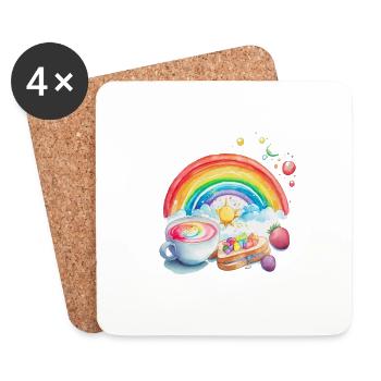 DEJEUNER - ARC-EN-CIEL - Dessous de verre (lot de 4) - blanc - Devant