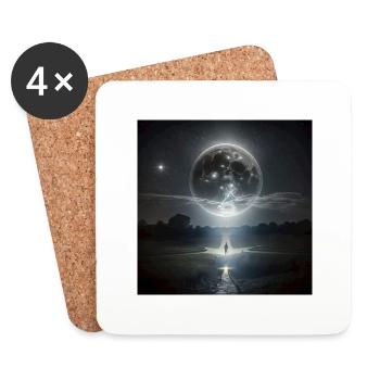 Alone with the moon - Untersetzer (4er-Set) - Weiß - Vorne
