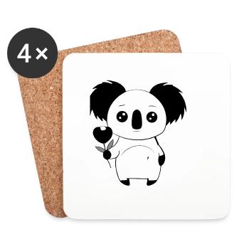 Cute but sad cartoon panda - Untersetzer (4er-Set) - Weiß - Vorne