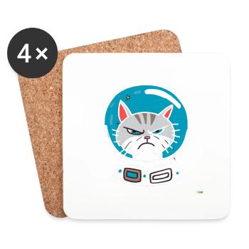 Angry astronaut cat - Untersetzer (4er-Set) - Weiß - Vorne