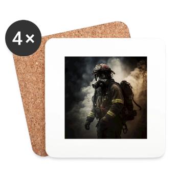 US Feuerwehrmann - Untersetzer (4er-Set) - Weiß - Vorne