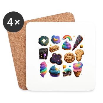 COOKIES - GATEAUX - Dessous de verre (lot de 4) - blanc - Devant