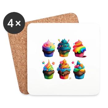 SCHÖNE CUPCAKES - Untersetzer (4er-Set) - Weiß - Vorne