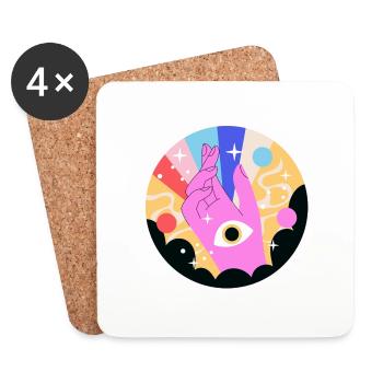 HANDS EYES - Coasters (set of 4) - white - Front