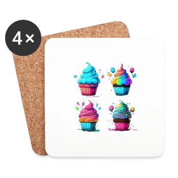 DELICIOUS CUPCAKES - Coasters (set of 4) - white - Front