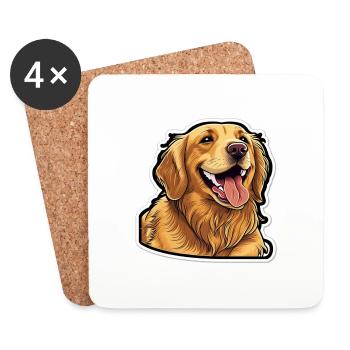 Golden Retriever Dog - Coasters (set of 4) - white - Front
