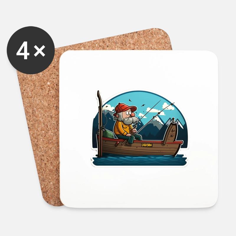 Angler - Untersetzer (4er-Set) - Weiß