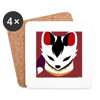 Kitsun Vaporwave Japonais Kami Vaporwave Kitsune - Dessous de verre (lot de 4) - blanc - Devant