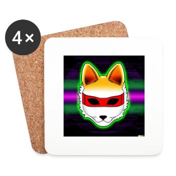 Kitsun Vaporwave Japonais Kami Vaporwave Kitsune - Dessous de verre (lot de 4) - blanc - Devant