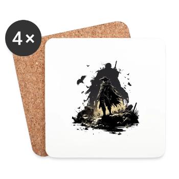 cow-boy - Dessous de verre (lot de 4) - blanc - Devant
