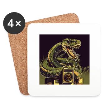 Say "cheese" snake - Coasters (set of 4) - white - Front