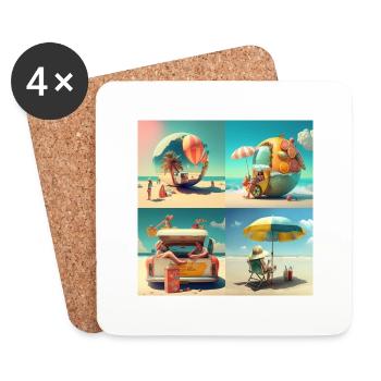 summer time - Dessous de verre (lot de 4) - blanc - Devant