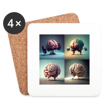 strong brain - Dessous de verre (lot de 4) - blanc - Devant