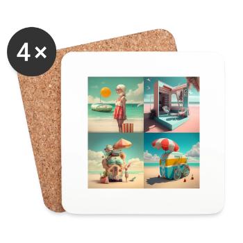 Sun and Summer - Dessous de verre (lot de 4) - blanc - Devant