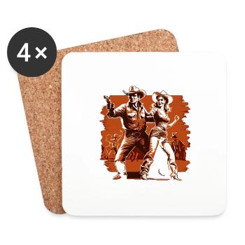 Cowboy dance - Coasters (set of 4) - white - Front