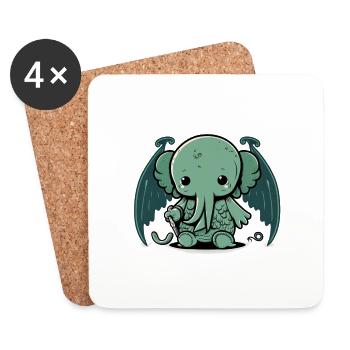 Bébé Cthulhu - Dessous de verre (lot de 4) - blanc - Devant