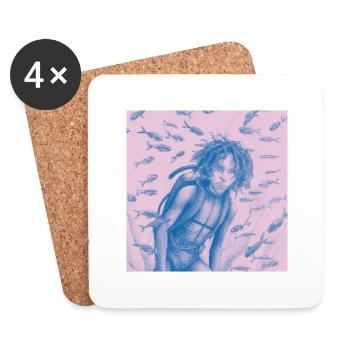 Garçon plongeur rose - Dessous de verre (lot de 4) - blanc - Devant