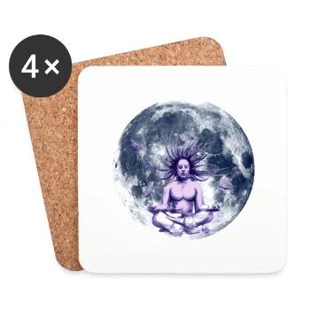 Man in meditation in the universe - Coasters (set of 4) - white - Front
