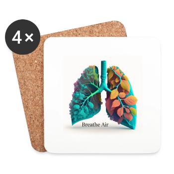 Lung in environmental design green - Coasters (set of 4) - white - Front