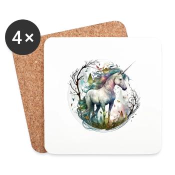 Wildes Einhorn - Untersetzer (4er-Set) - Weiß - Vorne