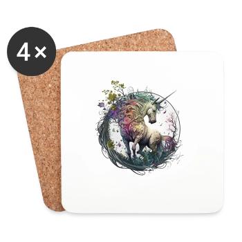 Einhorn im Fuß - Untersetzer (4er-Set) - Weiß - Vorne