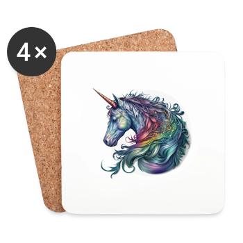 Einhorn Aquarell - Untersetzer (4er-Set) - Weiß - Vorne
