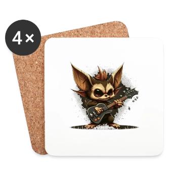 Gremlin with Rock Guitar - Coasters (set of 4) - white - Front