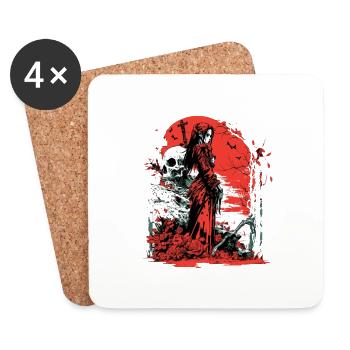 Rote Hexe - Untersetzer (4er-Set) - Weiß - Vorne