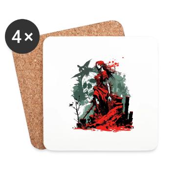 Rote Hexe - Untersetzer (4er-Set) - Weiß - Vorne