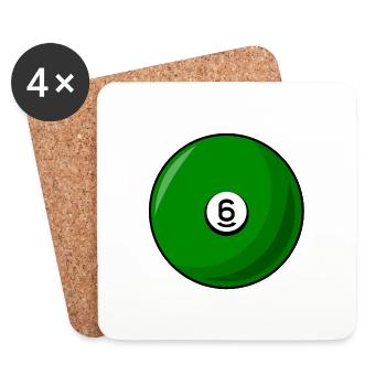 Billardkugel 6 grün Billard sechs - Untersetzer (4er-Set) - Weiß - Vorne
