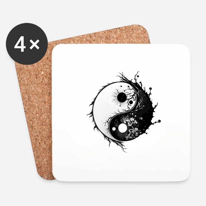 YinYang Wild - Untersetzer (4er-Set) - Weiß
