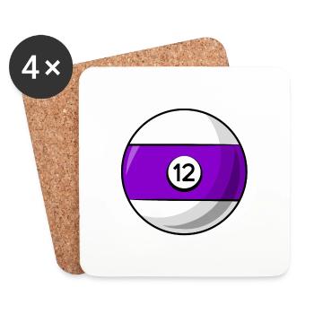 Boule de billard 12 Billard violet douze - Dessous de verre (lot de 4) - blanc - Devant